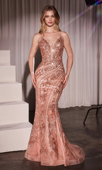 Rose Gold Ladivine Long Formal Dress CC0389