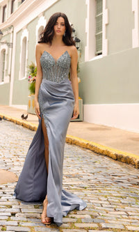 Smoky Blue Formal Long Dress F1466 by Nox Anabel