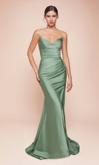 Dark Sage Ladivine Long Formal Dress CD791