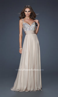 Nude Long Formal La Femme Dress 16802