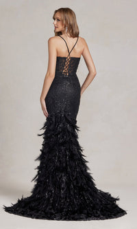  Feather And Sequin Prom Dress C111