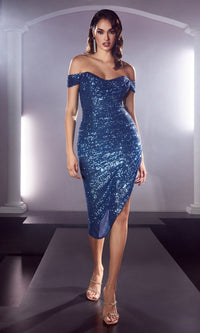 Lapis Blue Ladivine Long Formal Dress CH190